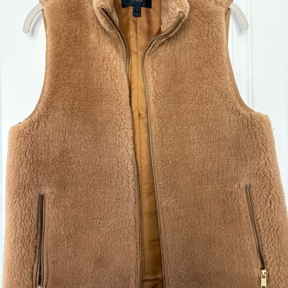 Vintage JCrew Tan Sherpa Fleece Vest- Women’s Small - Like New